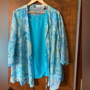 22w Womens Blouse Set By White Stag Includes Tank Top And Blouse Paisley Print